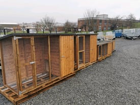 Wooden dog kennels with roofed side pens cages enclosures 