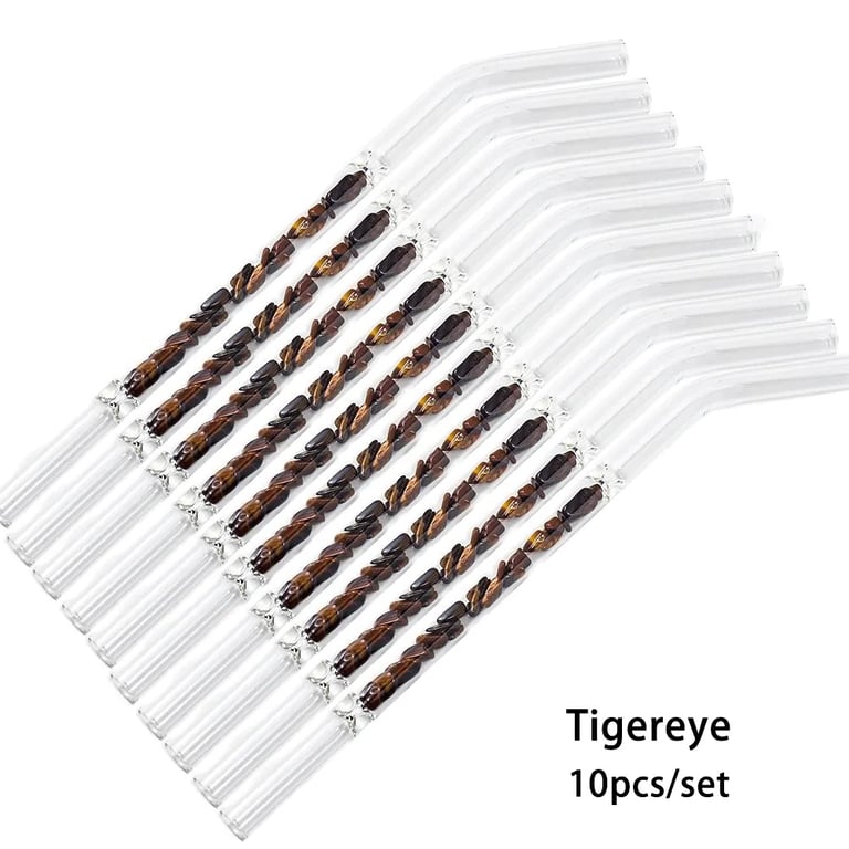 Glass Straws Natural Crystal Stones Luxury 10 Pieces Set