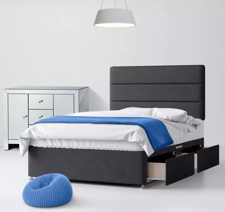 image for DIVAN 4FT Small Double Divan Bed Base + Storage Drawers & Mattress >> 20% Off Deal >>>>