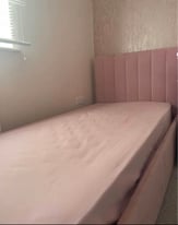 Pink Velvet Ottoman Storage Bed