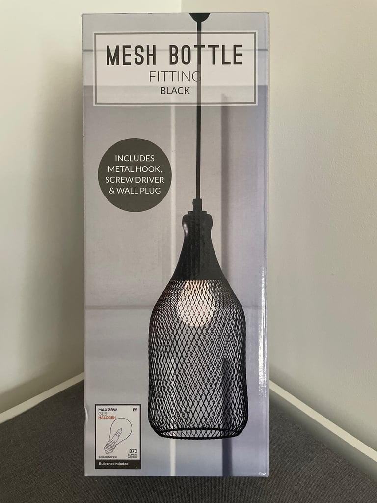 Black Metal Mesh Light Ceiling Pendant Boxed New
