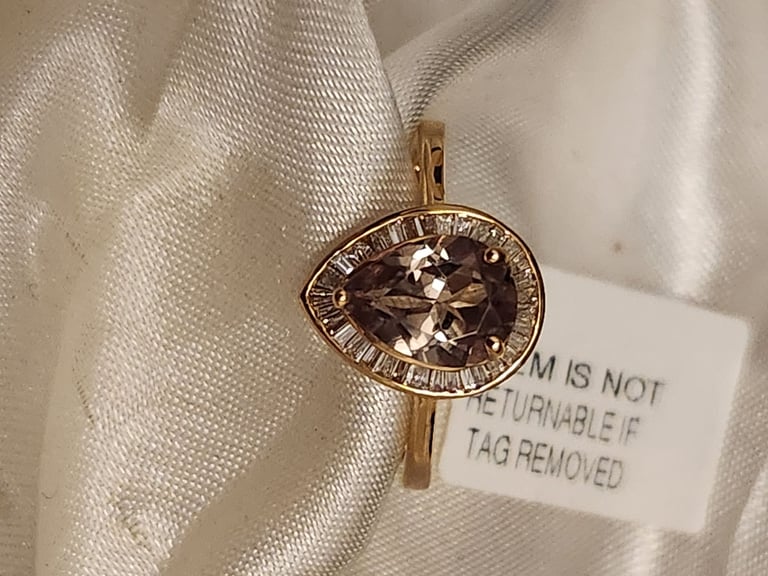  18CT Size P RING Yellow Gold 2.25 Ct. AAA Grade 10X7 Turkizite SI G-H 33 Baguette Diamond  