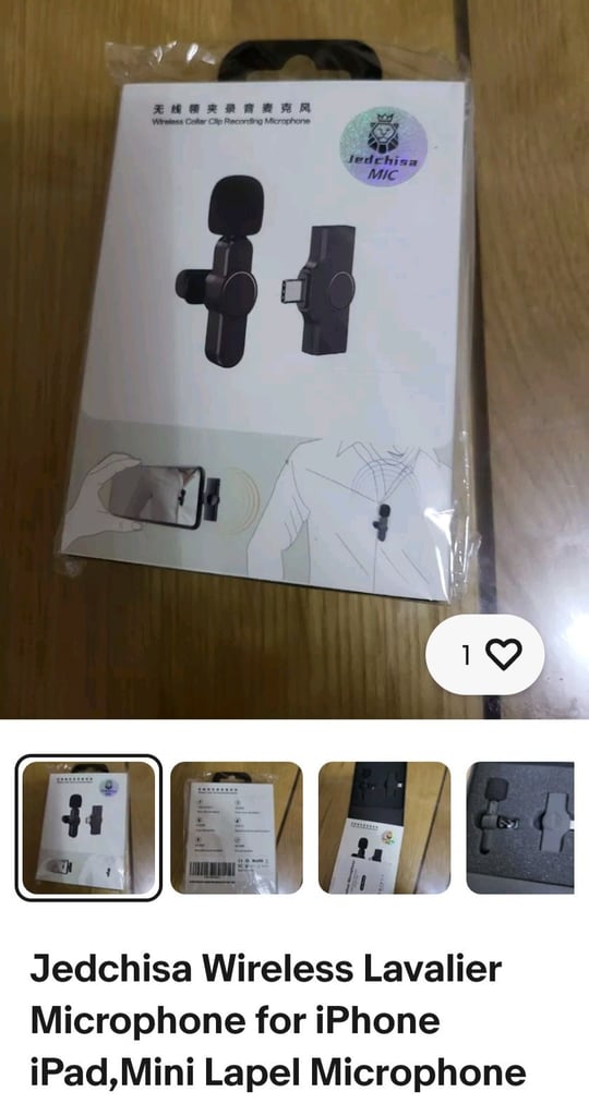 image for Jedchisa Wireless Lavalier Microphone for iPhone iPad,Mini Lapel Microphone 