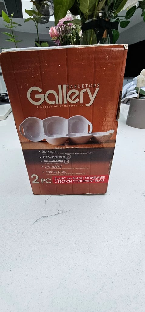 Tabletops Gallery 2pc Stoneware Condiment Trays White