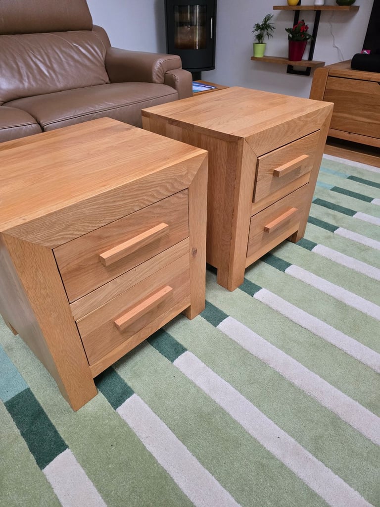 Solid oak bedside table cabinets