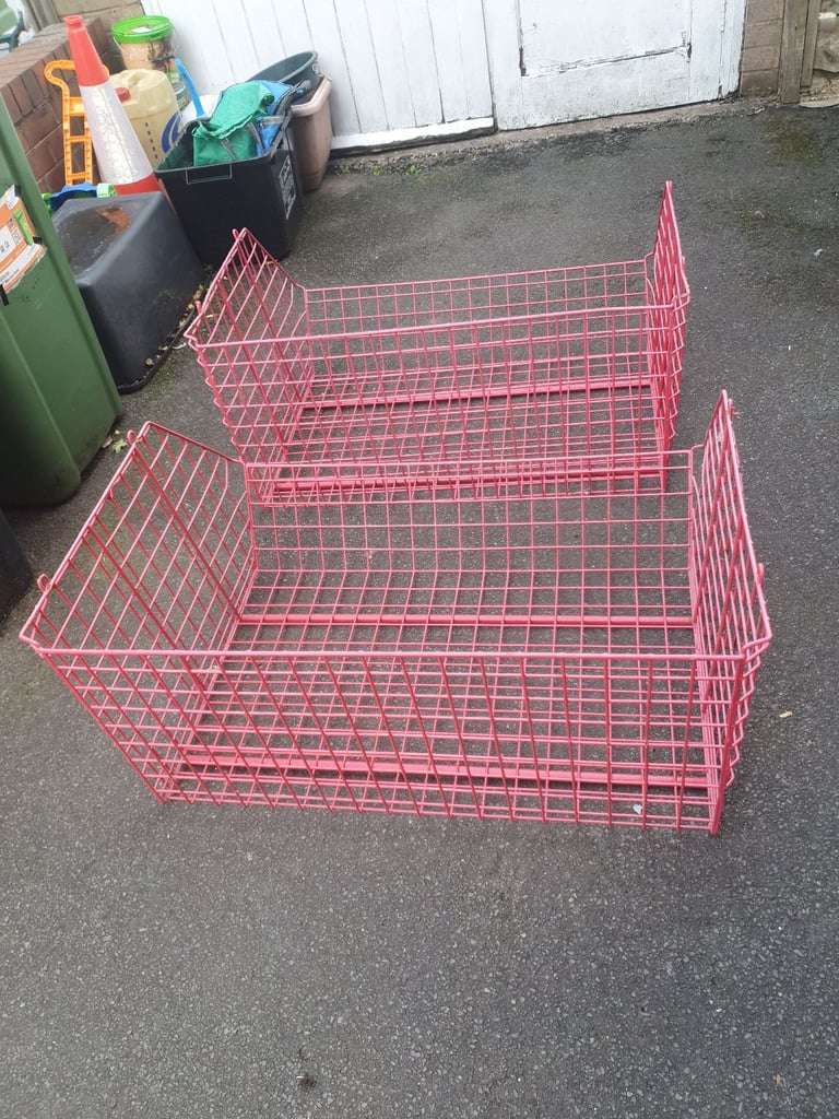 38 x 26 x 16 inch Red Metal Stackable Storage Baskets , Good Condition, Hardly Used, Clean,Useful 
