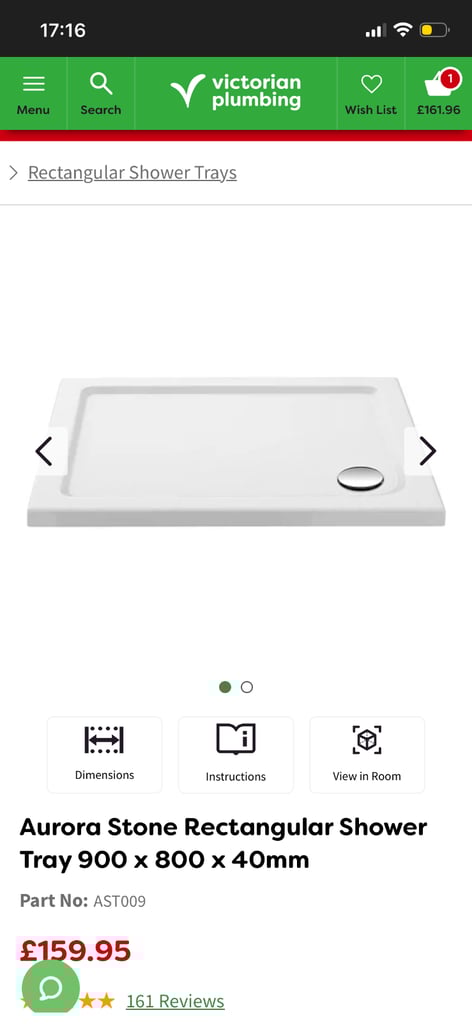 image for Aurora stone rectangular shower tray