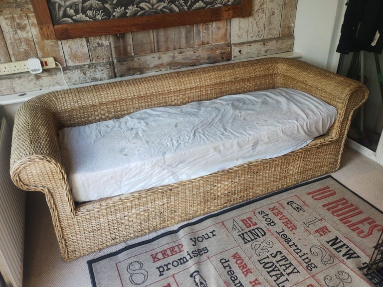 image for Genuine Bamboo Rattan Chesterfield 3 Seater Sofa