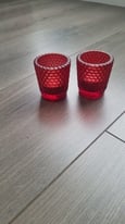 2 Red tea candle holder £1.5