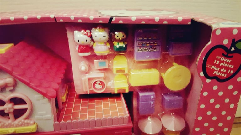 blue box hello kitty cool cafe cake shop bakery restaurant & mini figure set new unused