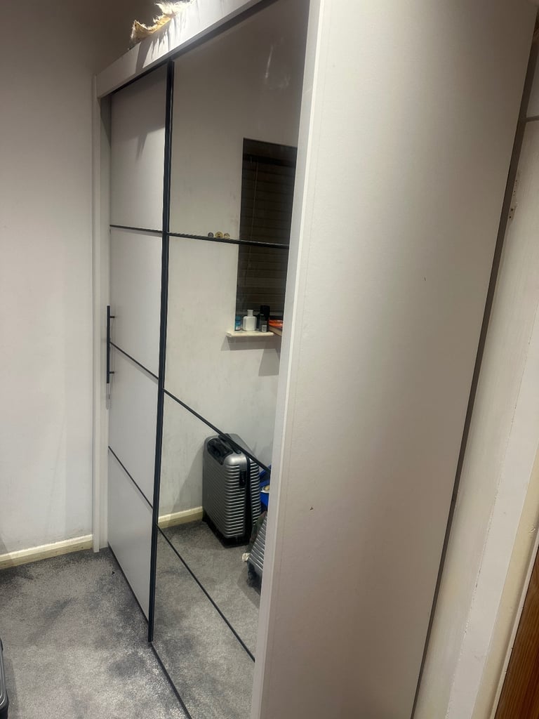 Double sliding door with mirror 
