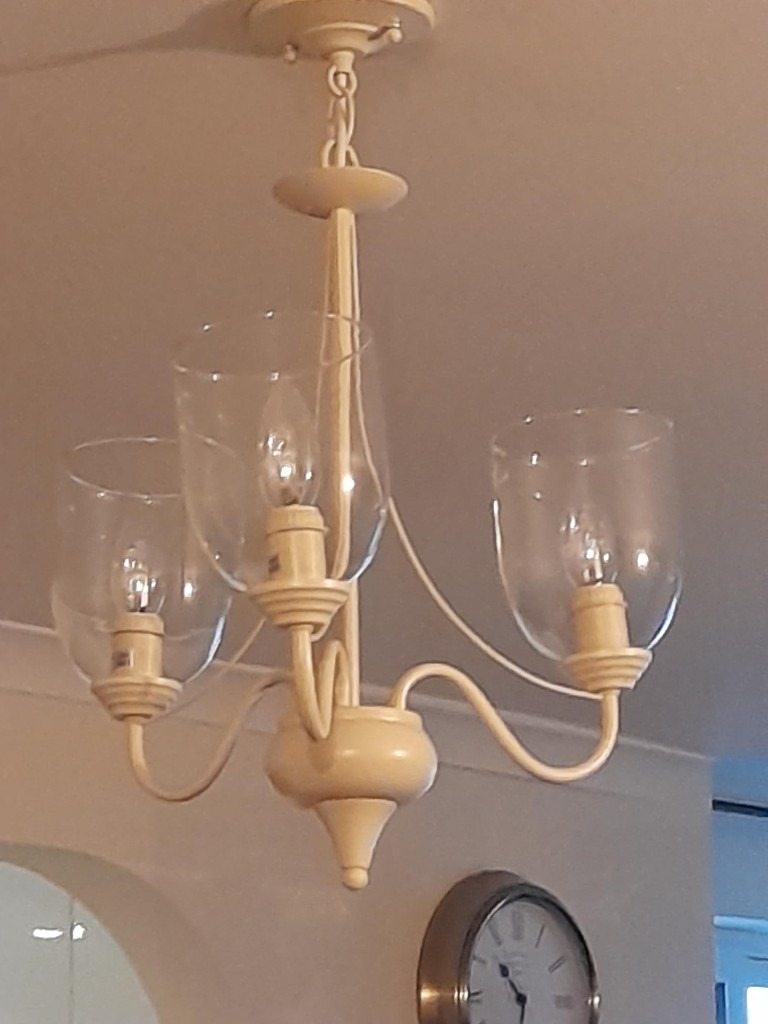 Laura Ashley 3 Arm Cream and Glass Ceiling Chandelier - Excellent condition 