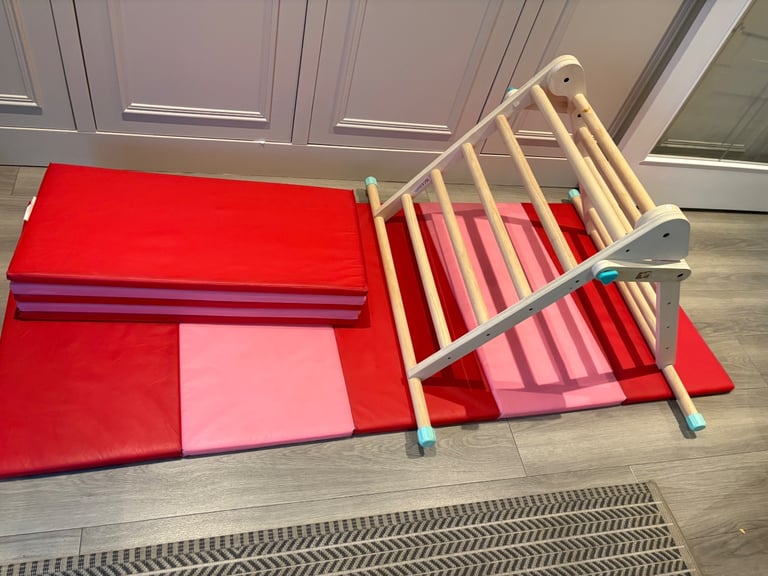 image for Mini indoor Wooden climbing frame and play mats 