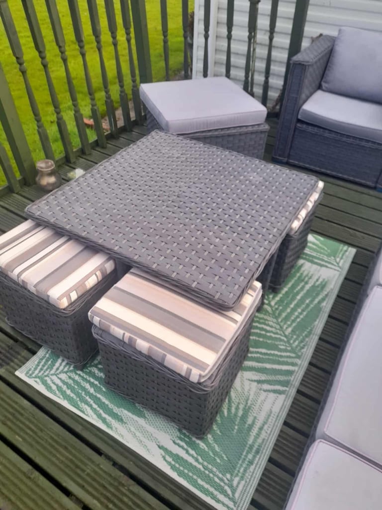Grey Rattan Garden Furniture Set