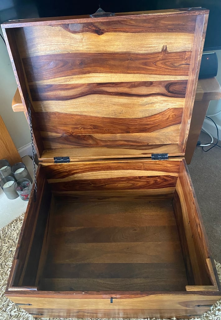 Large solid wooden storage box
