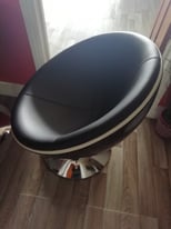 2 x Retro Black and Chrome Swivel Chairs