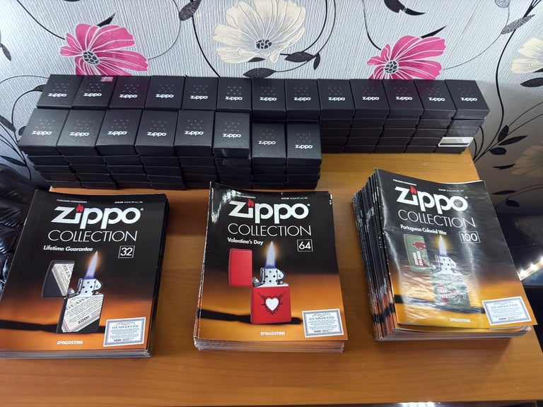 Zippo premium collection 104 lighters, display cases plus extras brand new unused 