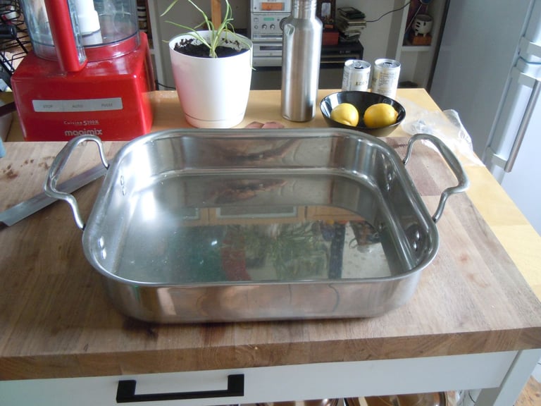 image for NEW Large Roasting Dish 3 Ply stainless Steel 30X37X 8