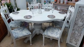 Table and chairs, Italian Rococco table and 6 chairs