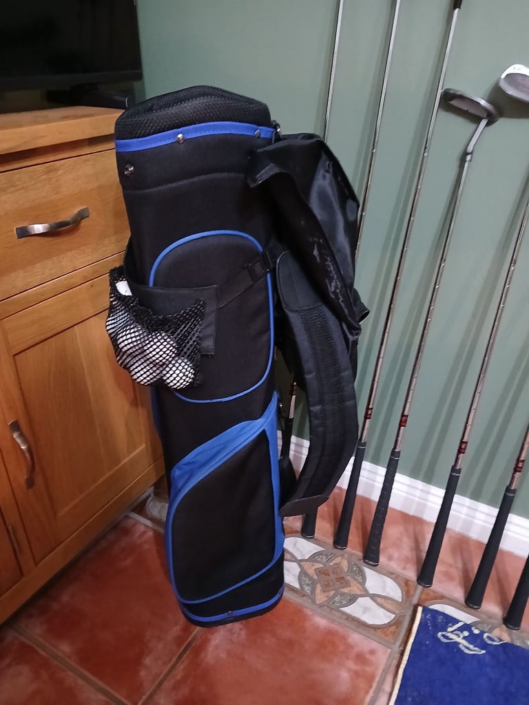 Right Hand Golf Set with bag, trolleys, balls and accessories,  Excellent condition