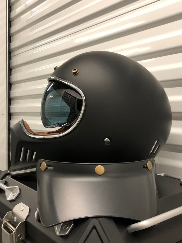 Motorcycle helmet , retro vintage helmet ,matte black , brand new