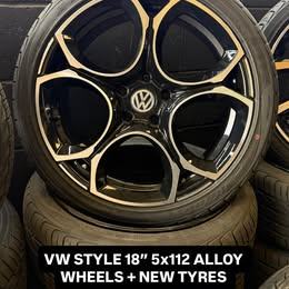 *BRAND NEW* VW STYLE 18” ALLOY WHEELS + BRAND NEW TYRES CLEARANCE (3 DESIGNS IN STOCK)