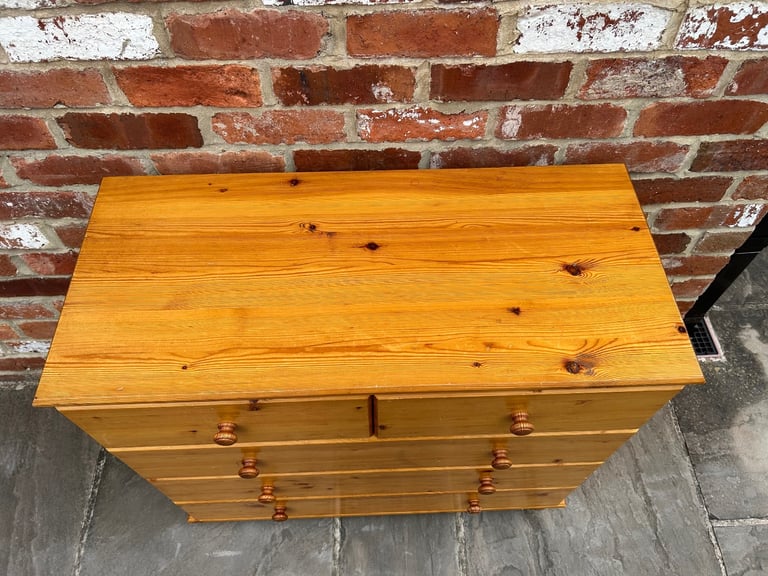 Solid Pine Chest of Drawers - Good Condition 