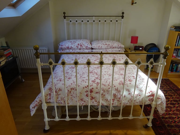 Antique victorian brass and iron double bed