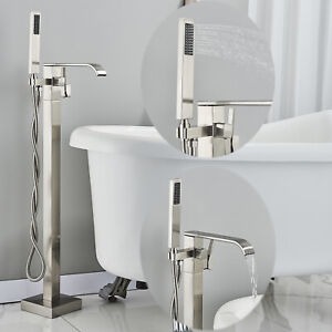 image for New Brushed Nickel-A Floor Mounted Free Standing Bath Shower Mixer Tap RRP £240 Our Price £160