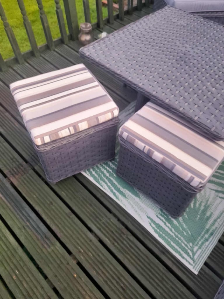 Grey Rattan Garden Furniture Set