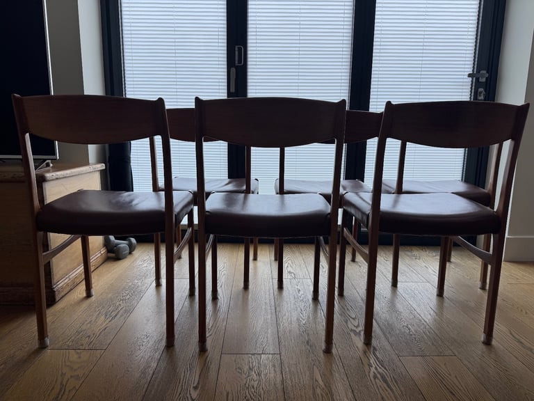 6 Danish rosewood and leather matching dining chairs