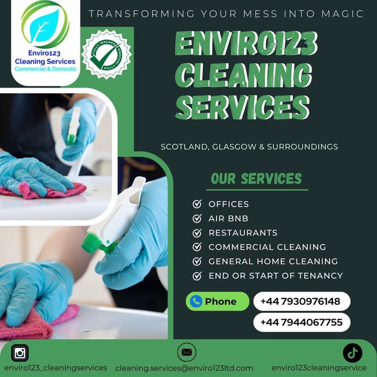 image for ✨ Professional Cleaning Services – Homes, Offices & End of Tenancy | Enviro123 Ltd Glasgow ✨
