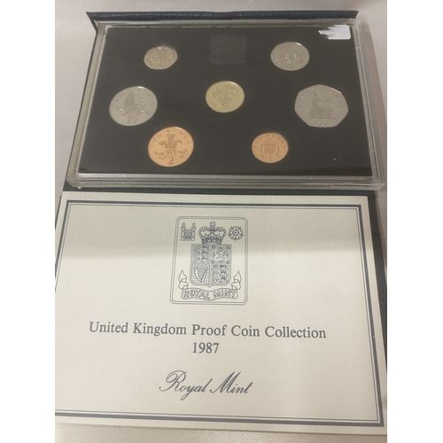 1987 United Kingdom Proof Coin Collection-Blue Presentation Case Royal Mint + COA