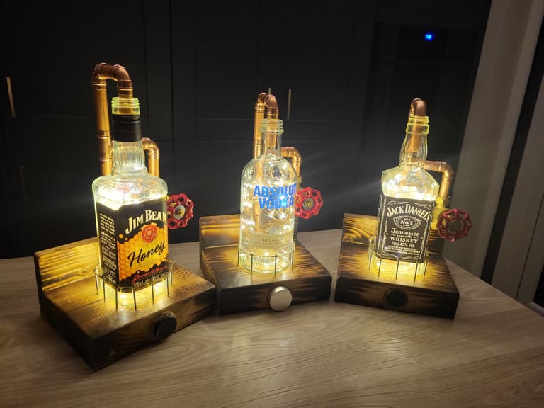 image for Bar Bottle lamp, copper features 