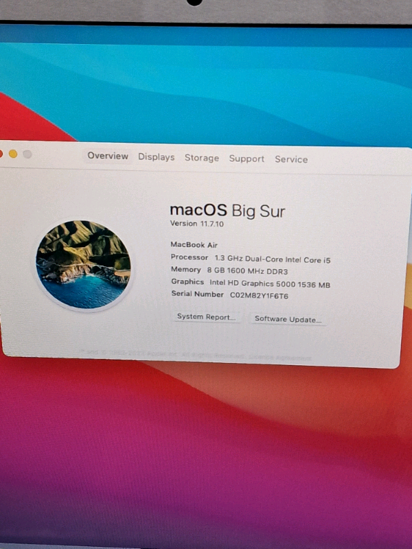 Apple MacBook Air  13" 2014 Core i5 1.3Ghz, A1466, 256GB, 8GB RAM