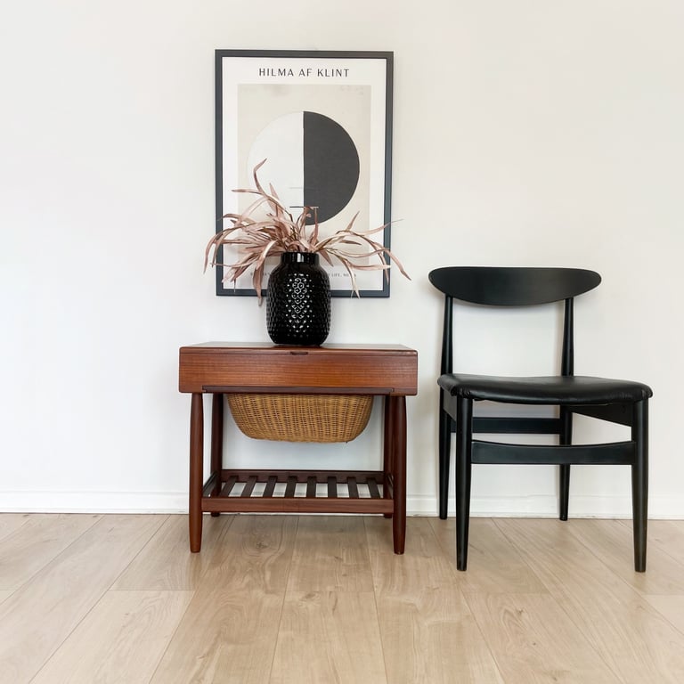 Mid century Danish teak sewing table / side table by FDB Moebler