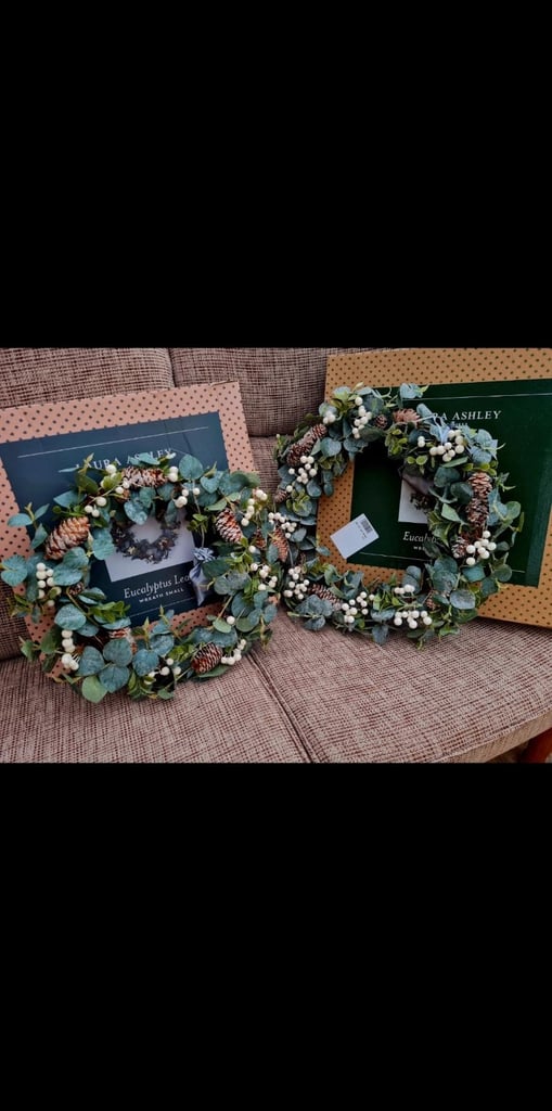 image for X2 Laura Ashley Light Up Eucalyptus Leaf Wreaths