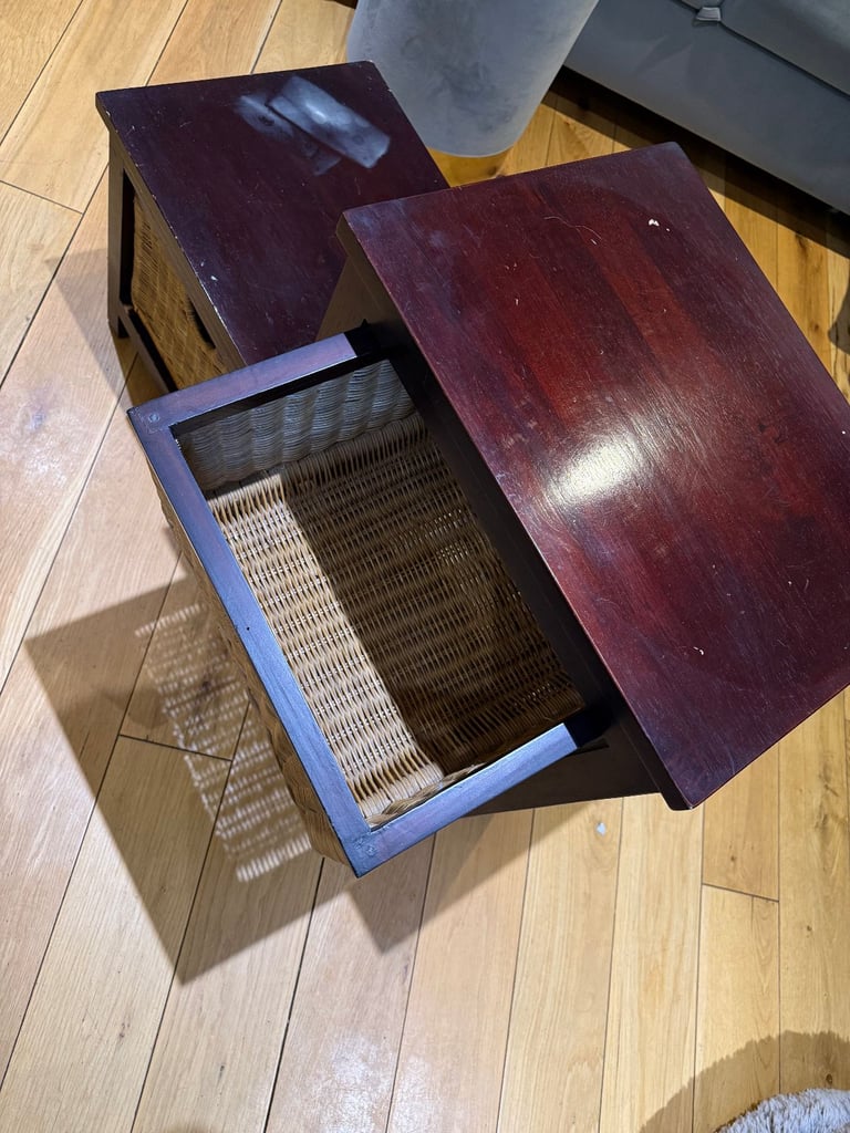 Wooden Storage Cabinet / TV Unit with 3 willow baskets