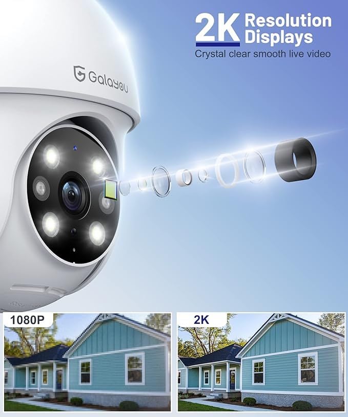 GALAYOU Y4 2-Pack 2K 2-Way Audio Wi-Fi Outdoor PTZ Security Cameras 