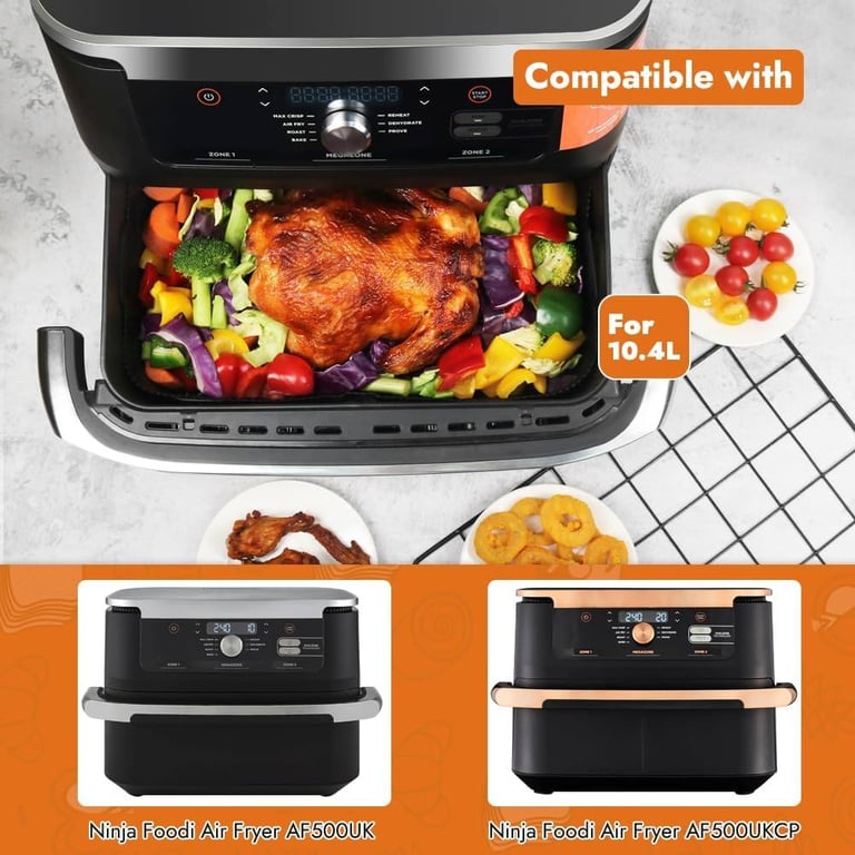 GINOYA Large Air Fryer Liners for Ninja Flexi Drawer AF500UK 10.4 litres