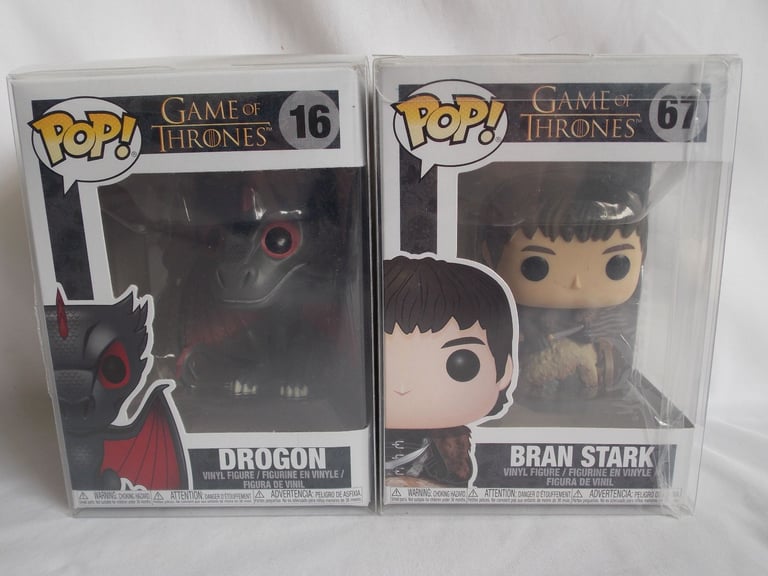 image for Funko Pop! Game Of Thrones #16 Drogon #67 Bran Stark Figures + Pop Protector NEW
