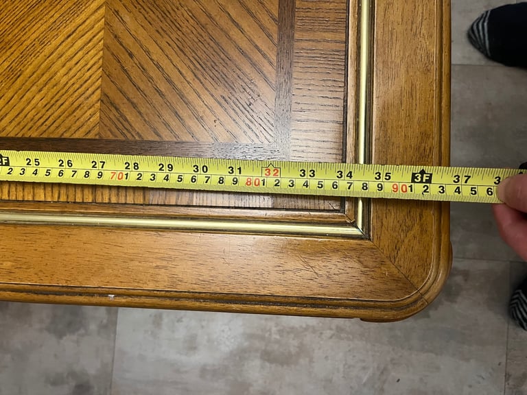 Square polished wooden/glass coffee table 