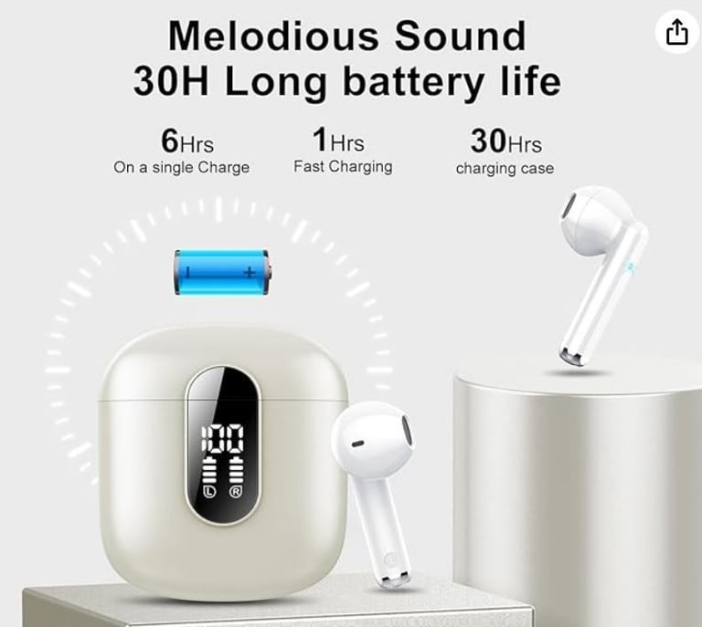 Jesebang wireless earbuds with mic. NEW sealed. 30hrs/6hrs playback on 1 hour charge