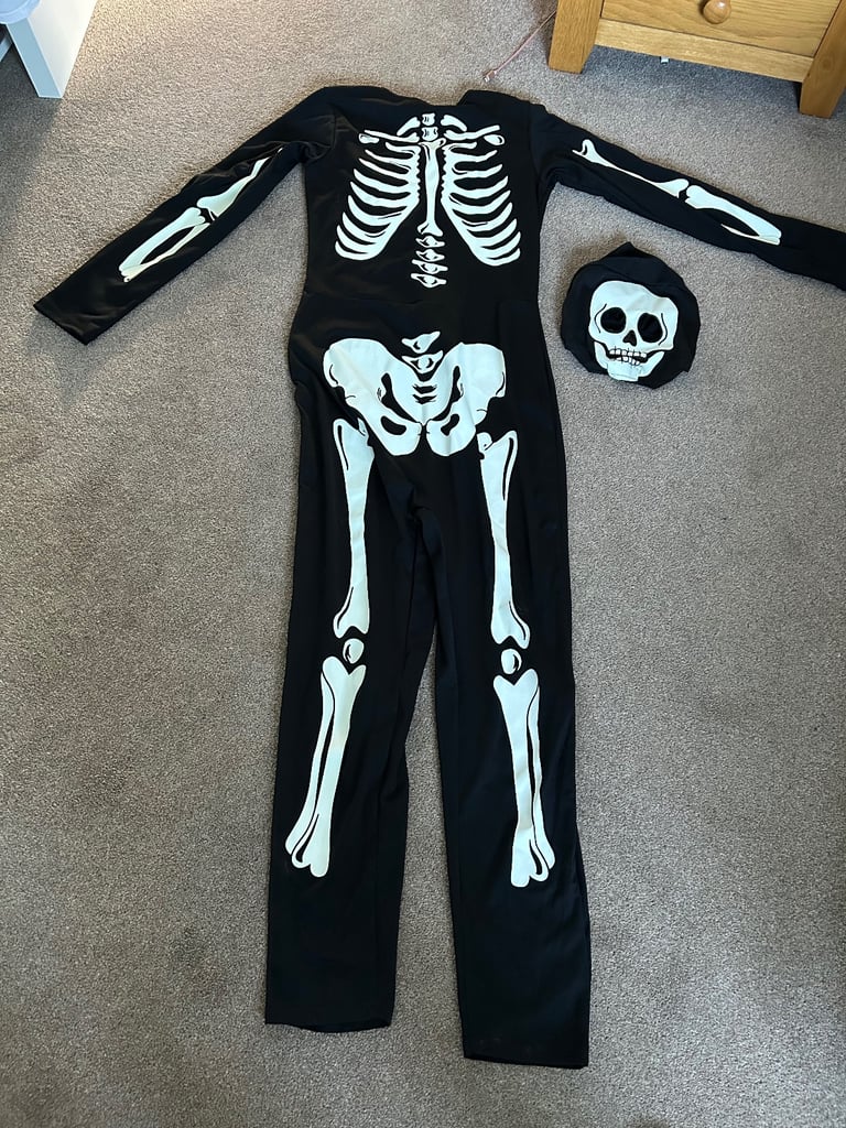 image for H&M Halloween Skeleton all in one costume age 12-14