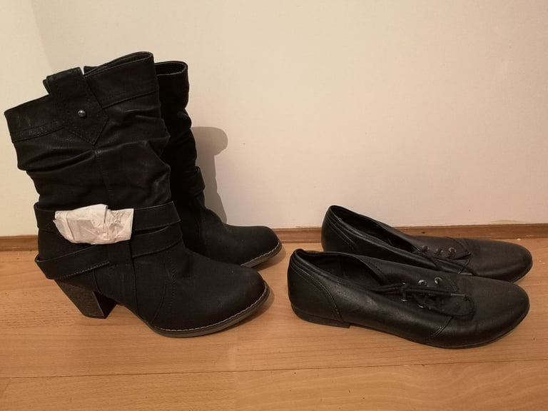 image for 2 Pairs Ladies Womens Shoes Boots