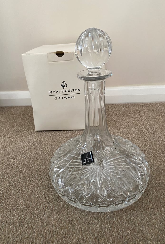 Royal Doulton Fine Lead Crystal Ships Decanter  - Unused in box