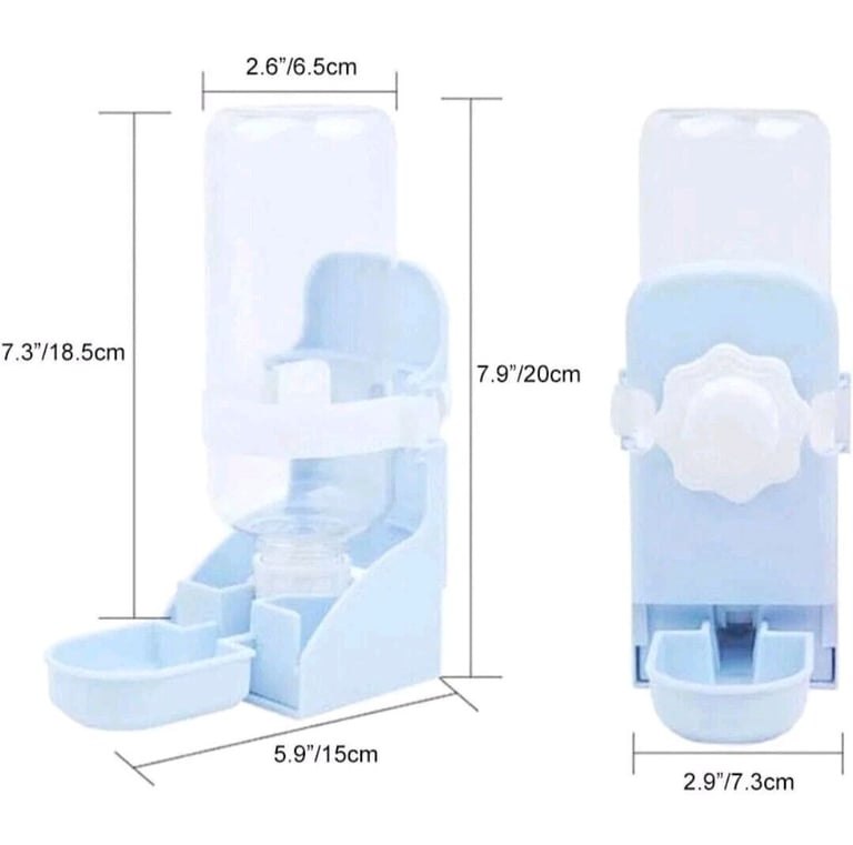 Suspended Water Dispenser Bottle 500ml for Small Animals Pets Portable - Blue