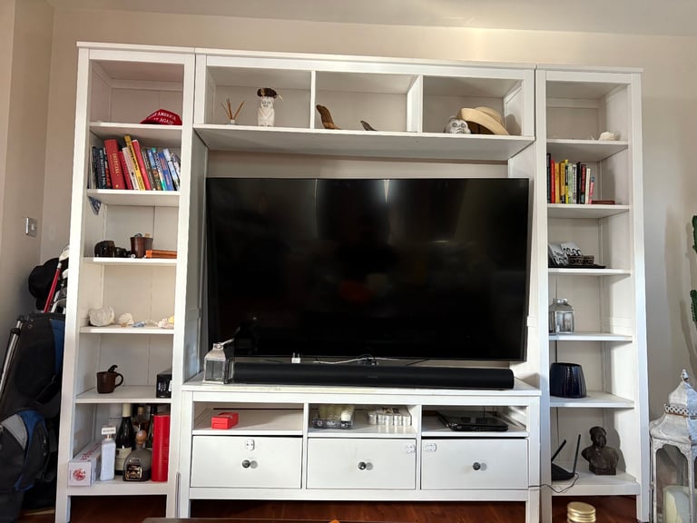 image for Large White TV Unit with Shelving