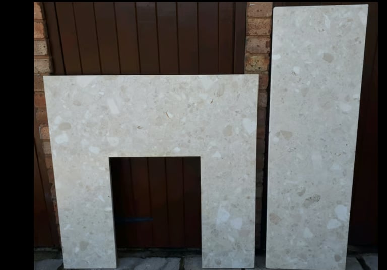 Micro Marble Fire Back Panel & Hearth Set