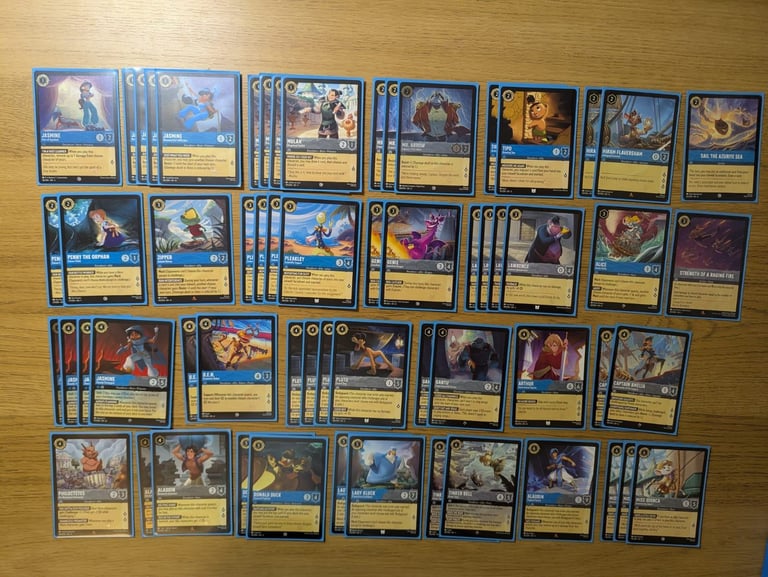 image for Disney Lorcana Sapphire Steel Hero Aladdin Jasmine Ally Deck with Sleeves and Box